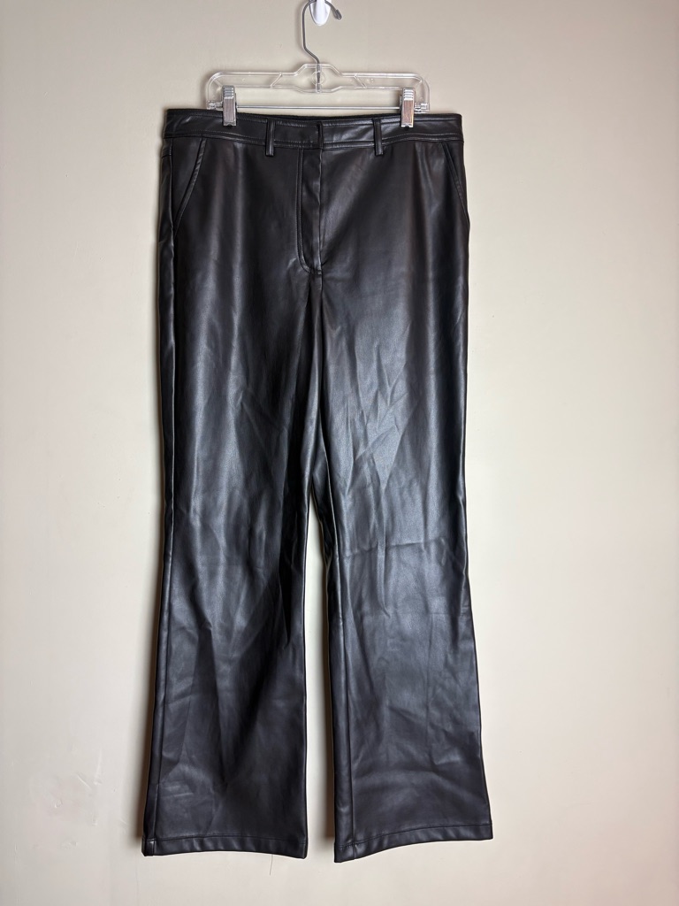 Nwt Halogen Vegan Leather Black Straight Leg Pants Size 8